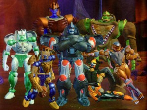 The Maximals (L to R): Tigertron, Cheetor, Dinobot, Optimus Primal, Rhinox, Rattrap