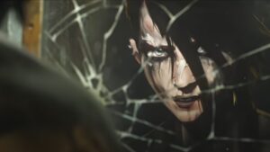 Vi With Black Hair Staring At Her Broken Reflection