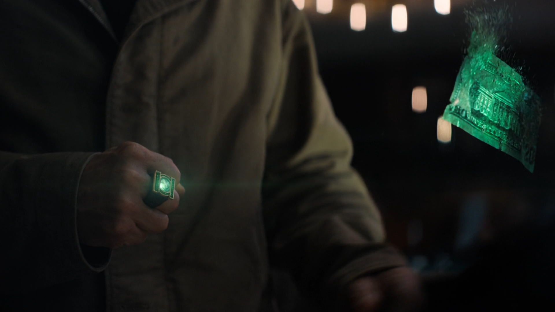 Hal Jordan Uses His Green Lantern Ring To Create Money.