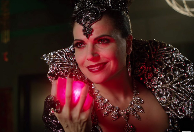 All hail the Queen! Lana Parilla has double duty portraying Regina Mills and the Evil Queen.