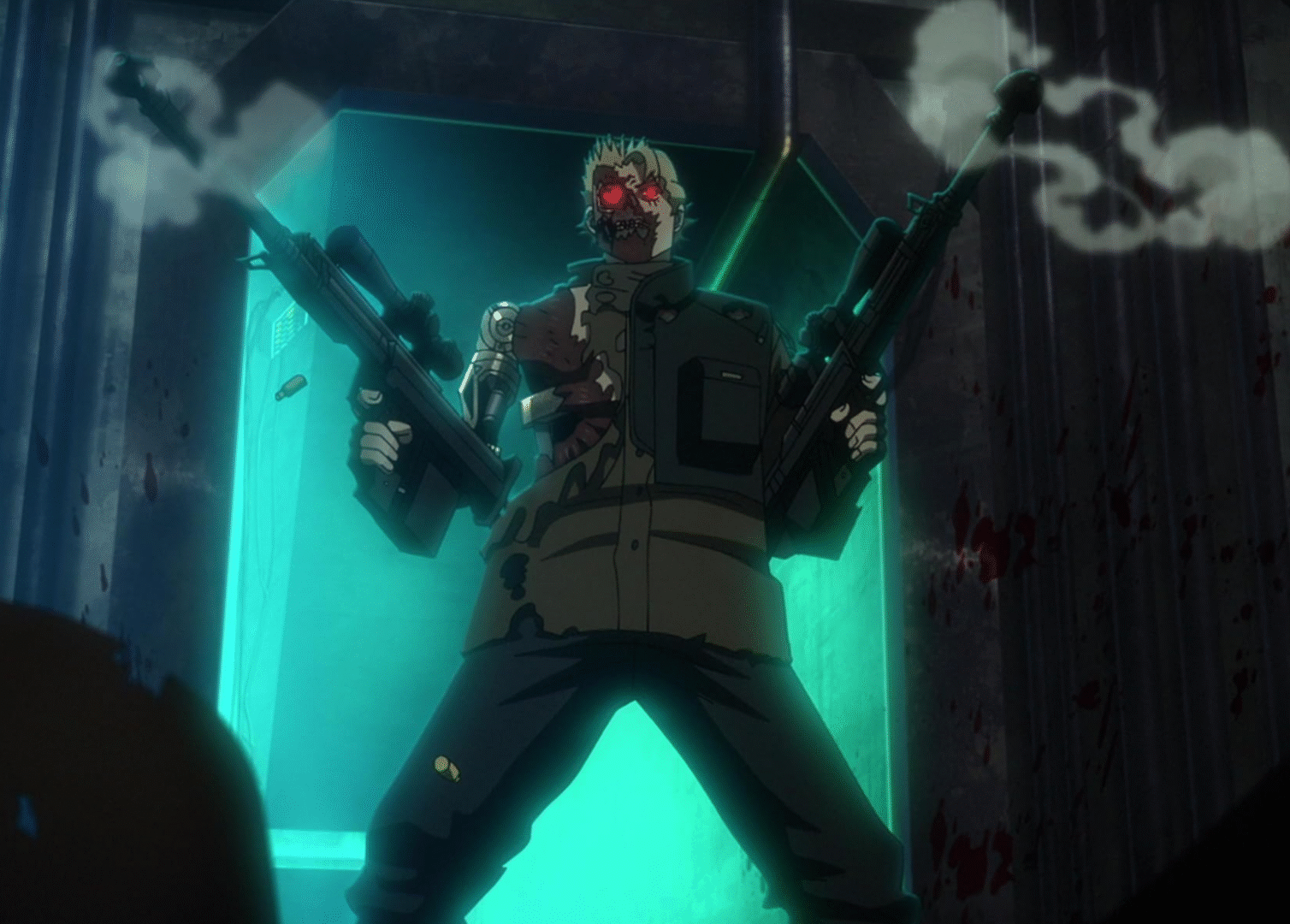A Terminator Holding Two Machine Guns.
