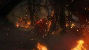 The Autobots' base is destroyed in the second season finale of "Transformers Prime". Optimus Prime's arm is seen sticking out from the wreckage.